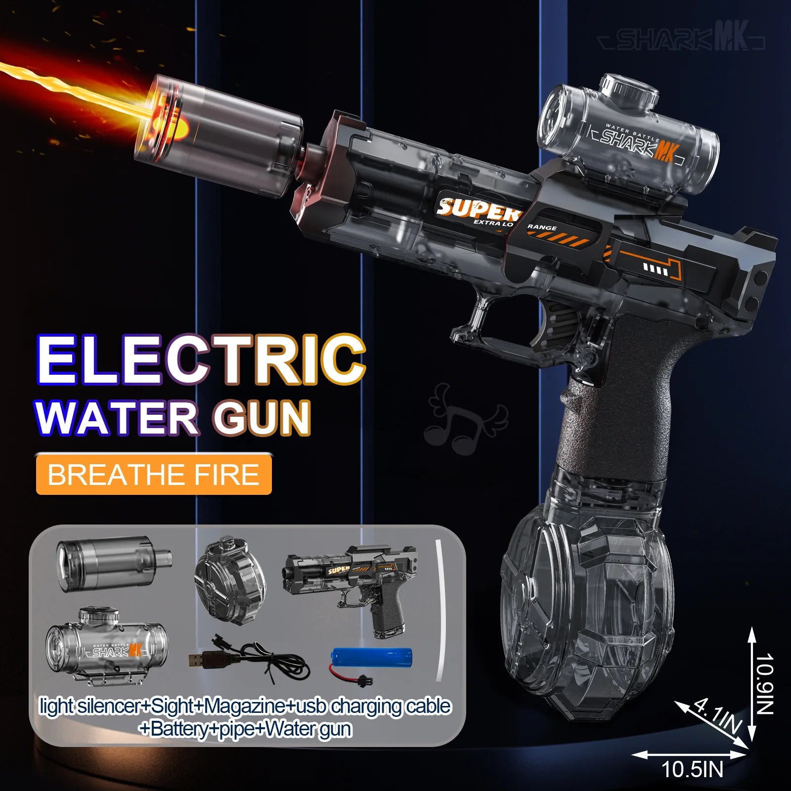 Simulated Firing and Recoil Electric Water Gun Toys Children Automatic Sensor Lights Water Pistol Summer Outdoor Beach Kids Toy