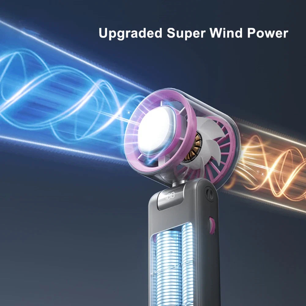 Portable Turbo Cooling Fan 4000mAh USB Rechargeable Handheld Fan-3-speed Super Wind Power Is Suitable for Traveling and Camping