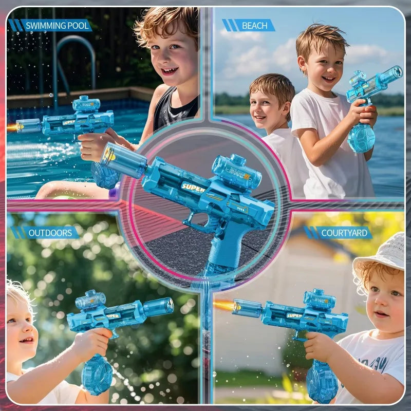 Simulated Firing and Recoil Electric Water Gun Toys Children Automatic Sensor Lights Water Pistol Summer Outdoor Beach Kids Toy