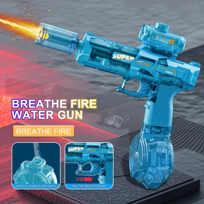 Simulated Firing and Recoil Electric Water Gun Toys Children Automatic Sensor Lights Water Pistol Summer Outdoor Beach Kids Toy