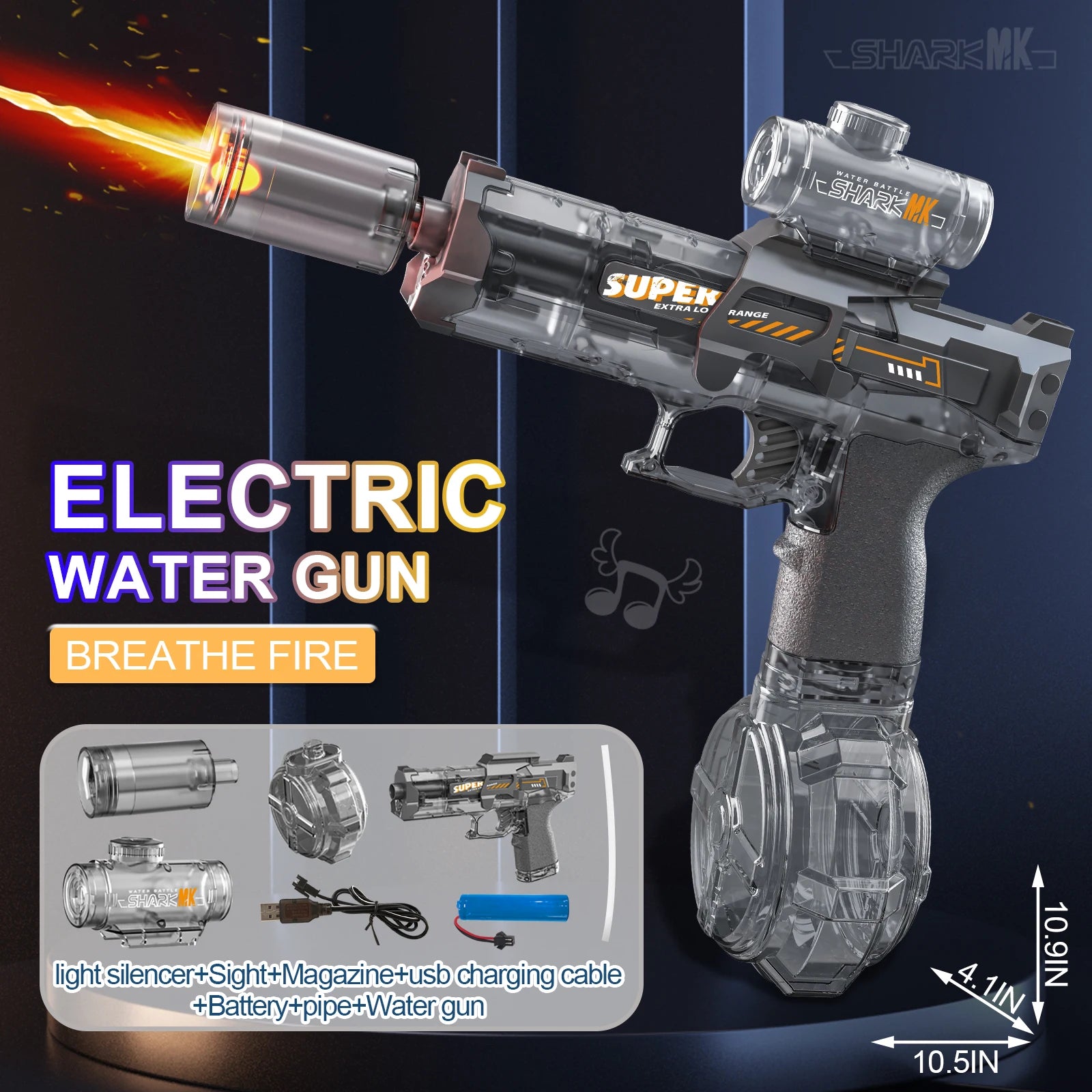 Simulated Firing and Recoil Electric Water Gun Toys Children Automatic Sensor Lights Water Pistol Summer Outdoor Beach Kids Toy