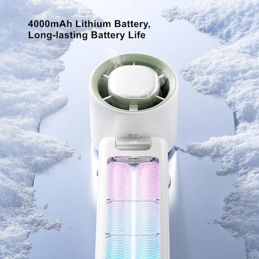 Portable Turbo Cooling Fan 4000mAh USB Rechargeable Handheld Fan-3-speed Super Wind Power Is Suitable for Traveling and Camping